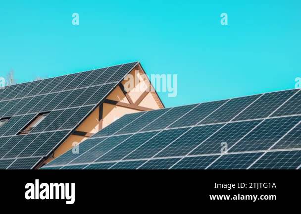 4k zoom in out New ecologic house with solar panels Alternative to ...