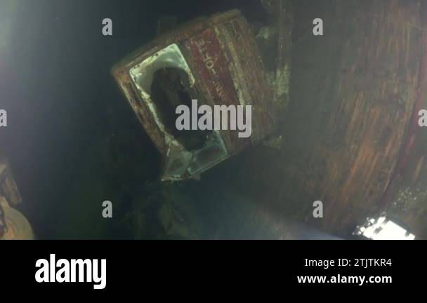 Scuba divers swims on the Shipwreck Swedish ferry MS Zenobia. Wreck ...