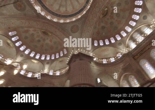 Sultan Ahmed or Sultanahmet Mosque aka Blue Mosque interior view ...