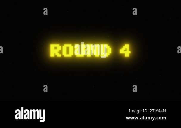 Round 4 message neon yellow pixel text retro vintage 8 bit game over ...
