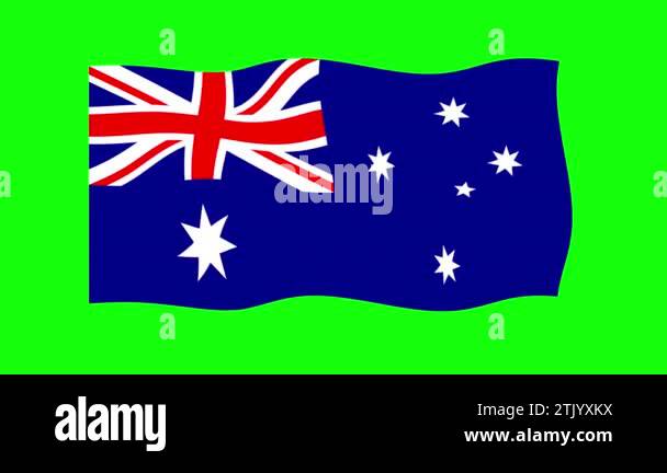 Australia Waving Flag 2D Animation on Green Screen Background. Looping ...