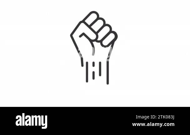 Animated fist linear icon. Symbol of protest and resistance. Political ...