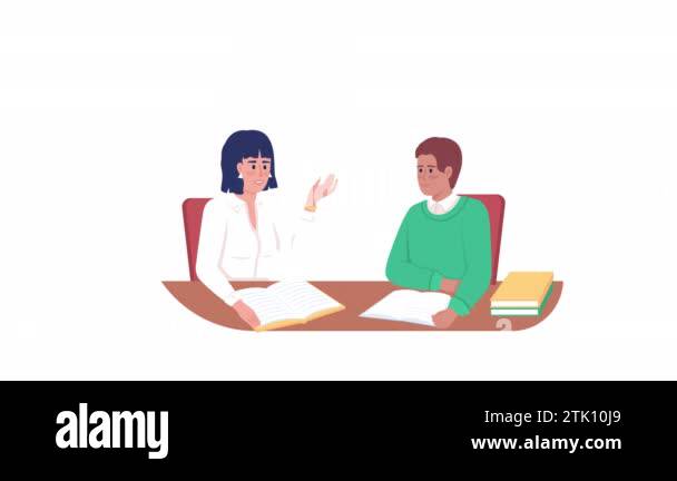 Animated English class characters. Learn language. Tutor and student ...