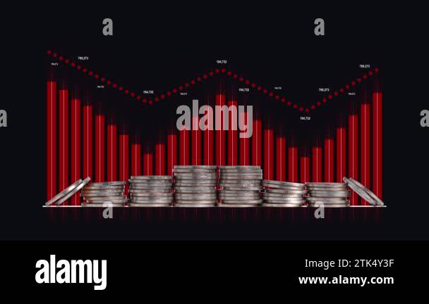Bar graph and line graph repeating rise and fall. Business concept with ...