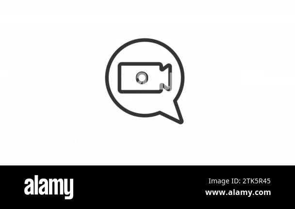 Animated video call linear icon. Camera in speech bubble. Online ...
