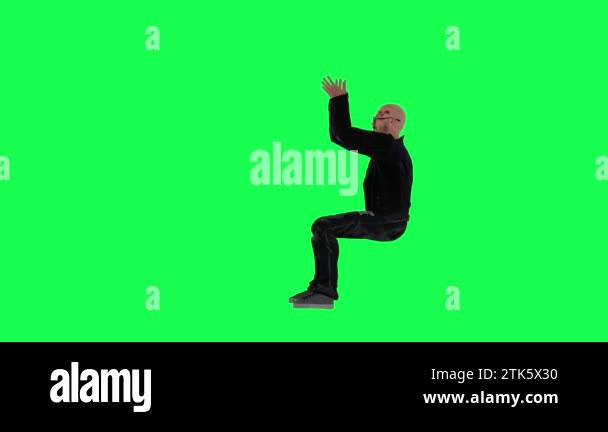 Criminal man and drug addict gangster with athletic body in green