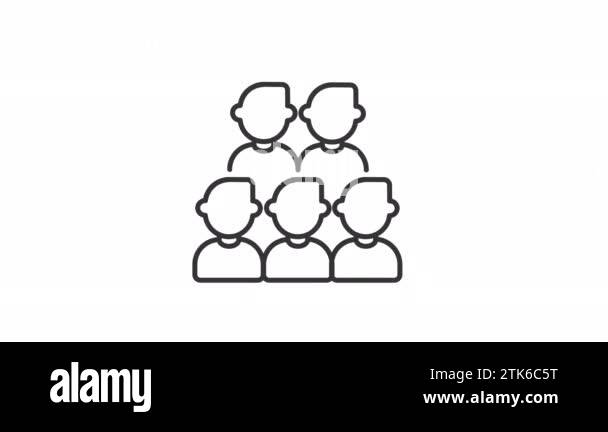 Animated people group linear icon. Crowd of spectators. Colleagues ...