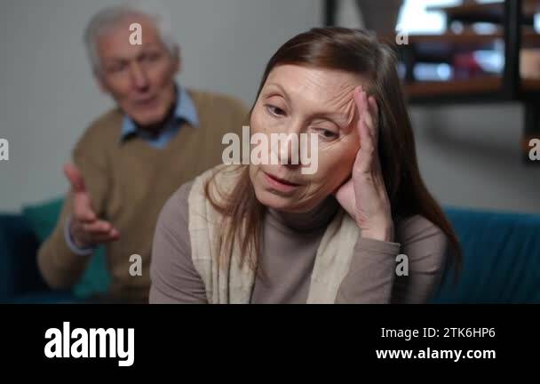Portrait of sad Caucasian senior woman with dissatisfied facial ...