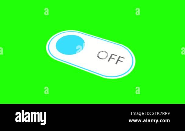 Video footage of a virtual on/off button on chroma key. Rendering ...