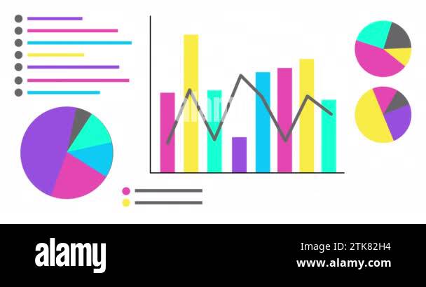 Animated Infographics set. Animation of six different charts and graphs ...