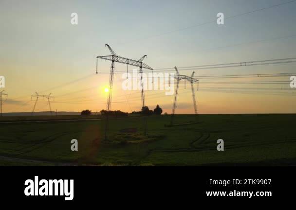 Electric power lines sunset Stock Videos & Footage - HD and 4K Video ...