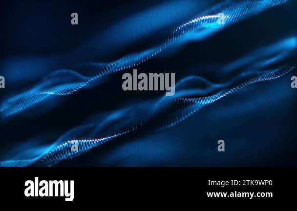 Abstract 3D loop rendering technology blue digital wave background ...