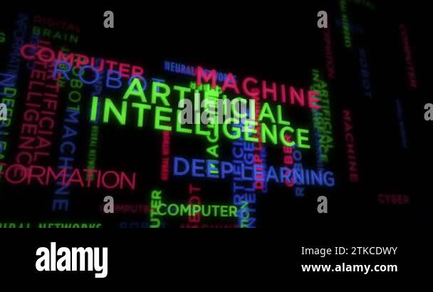 Artificial intelligence kinetic text abstract concept animated. Deep ...