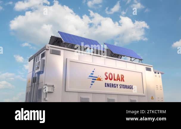 Solar energy storage system or battery container unit with blue sky ...