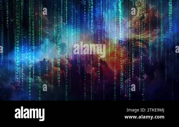 Binary code in Matrix style. Wall of digital binary code processing ...
