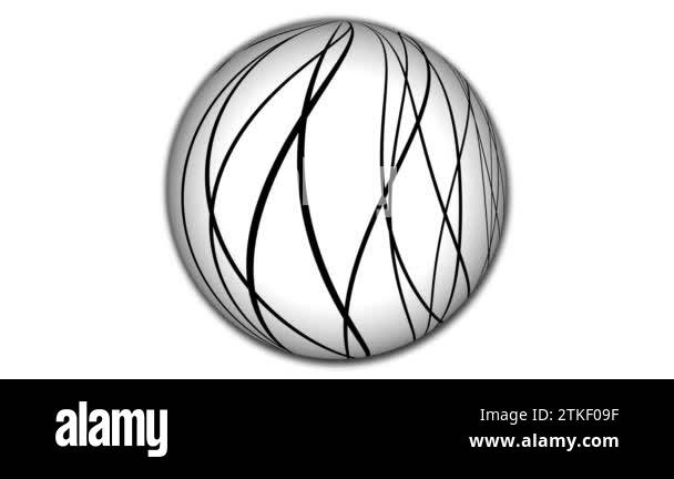 Stripy line attached on a sphere. Stripy sphere animated on white ...