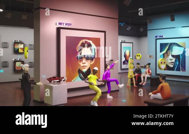 3D avatars with emotions icons in futuristic immersive virtual museum ...