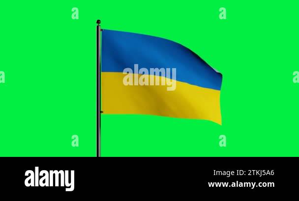 3D Rendered Ukraine National Flag Waving Animation with Realistic Wind ...