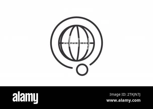 Animated stellite linear icon. Rotating around globe. Earth and moon ...
