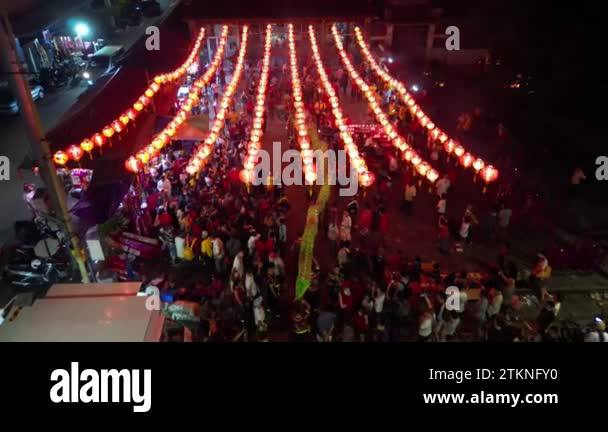Georgetown, Penang, Malaysia - Jan 21 2023: Green dragon dance perform ...