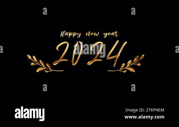 Happy New Year 2024 golden text with light motion effect animation ...