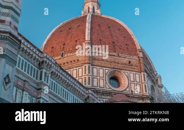 Red dome of the Basilica di Santa Maria del Fiore timelapse which is ...