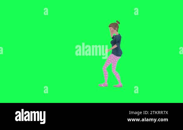 Attractive animated woman walking disturbed by insects right angle ...