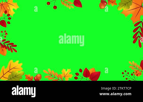 Autumn Leaves Frame Animation with Chroma Key Color Stock Video Footage ...