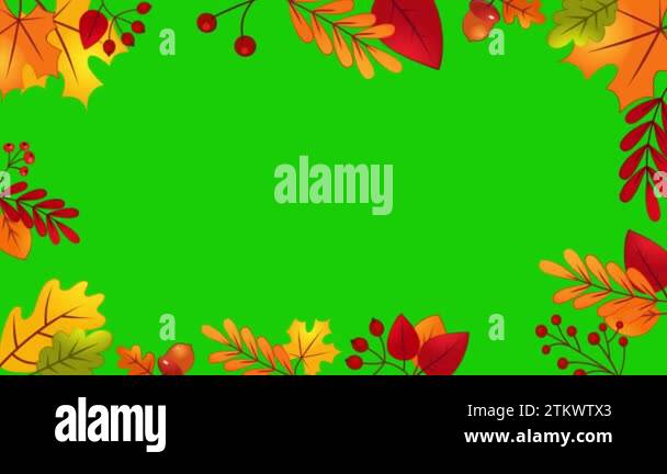 Autumn Leaves Frame Animation with Chroma Key Color Stock Video Footage ...