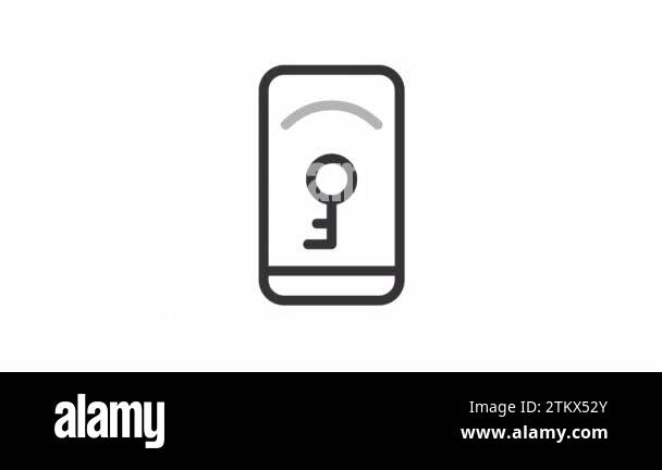 Animated phone password linear icon. Smart door access. Remote control ...