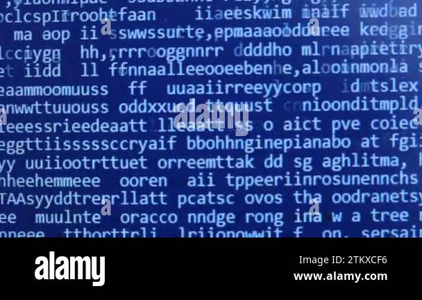 Many letters, numbers and symbols on the computer screen. The screen of ...