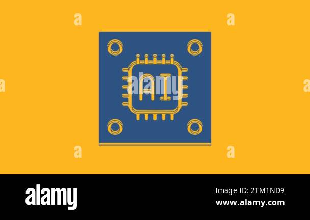 Blue Computer processor with microcircuits CPU icon isolated on orange ...