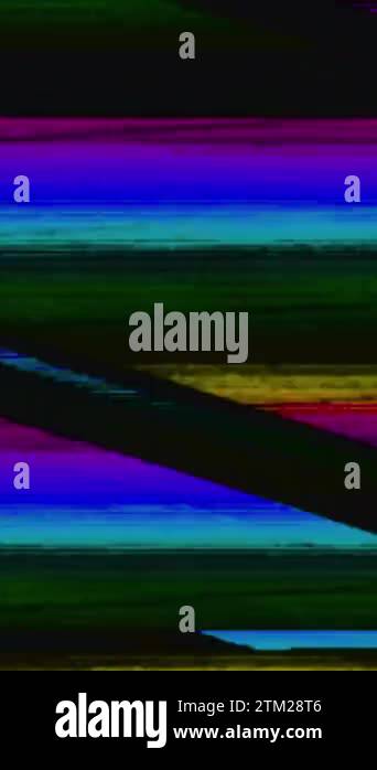 Vertical video. Color glitch analog distortion. Transition defect. Pink ...