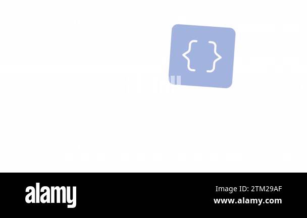 Animated curly braces button. Brackets for programming. Flat cartoon ...