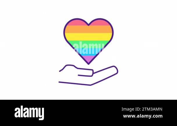 LGBT color icon animations. Moving objects of rainbow colours. Love and ...