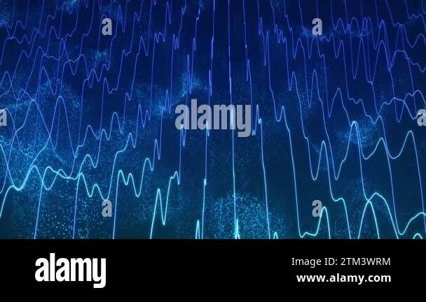 Digital technology background. Dynamic wave of glowing points and lines ...