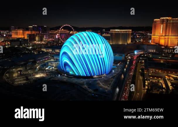 Sphere At Las Vegas In Nevada United States. Famous Night Landscape ...