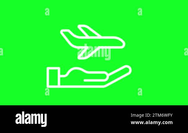 Animated safe trip white line icon. Aviation insurance. Travel service ...