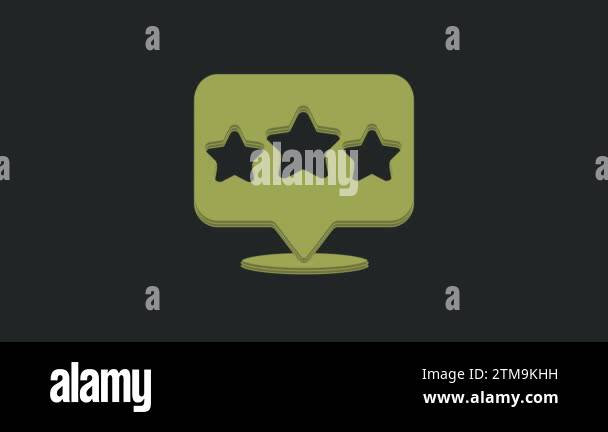 Green Five stars customer product rating review icon isolated on black ...