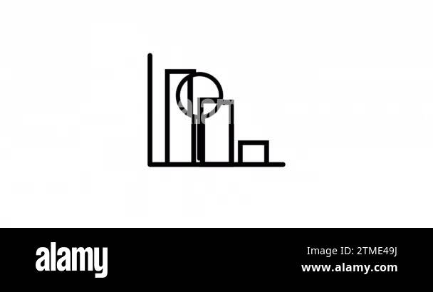 Animation of Simple outline graph iconand magnifying glass isolated on ...