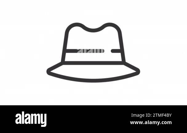 Animated male hat linear icon. Head wear for men. Sun protection ...