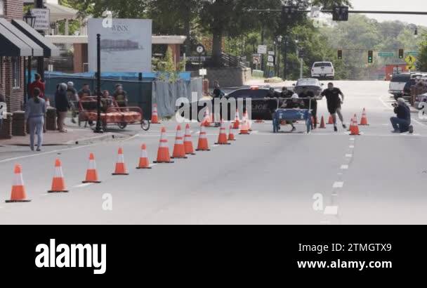 Lawrenceville, GA / USA April 22, 2023: Slow motion of two teams