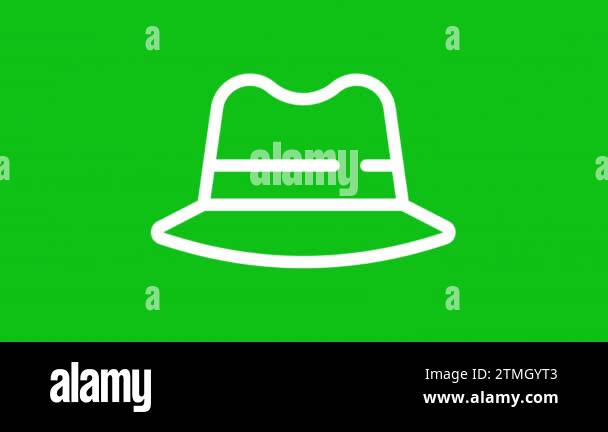 Animated male hat white line icon. Head wear for men. Sun protection ...