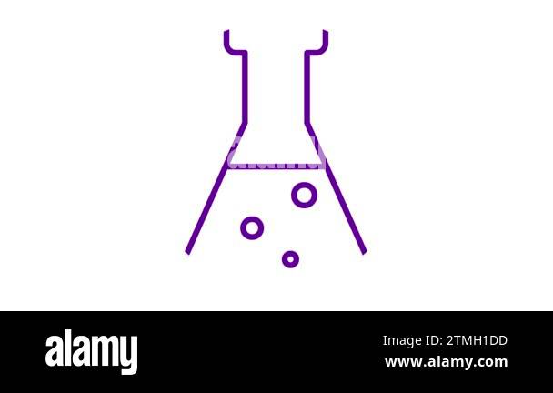 Animated violet beaker with liquid. Symbol of analyses. Concept of ...
