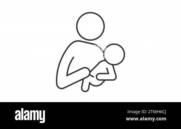 Mom holding baby line animation. Mother lulling newborn. Maternal love ...