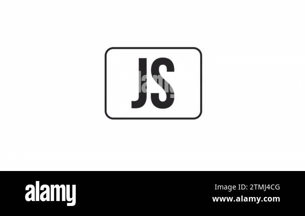 Animated bw JS language button. Black and white thin line icon 4K video ... image.