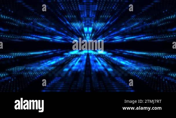Abstract technology data flow, cyberspace with particles, blue digital ...
