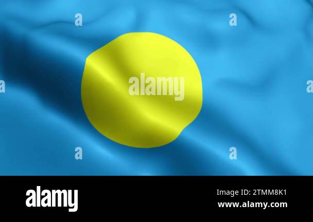 Palau Flag video waving in wind. Palau Flag Wave Loop waving in wind ...
