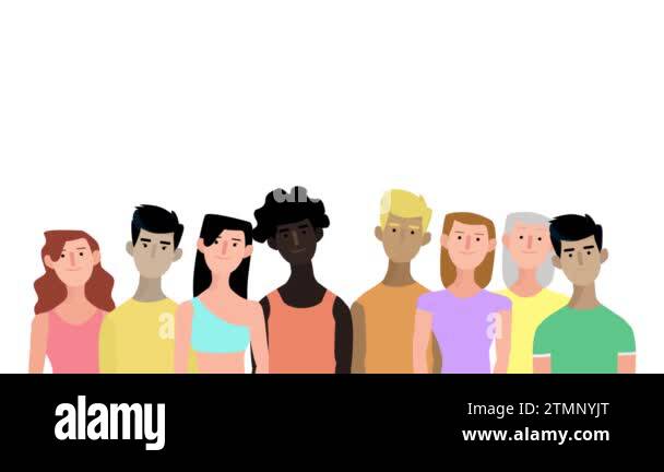 2d animation group of multicultural people shaking their heads from ...