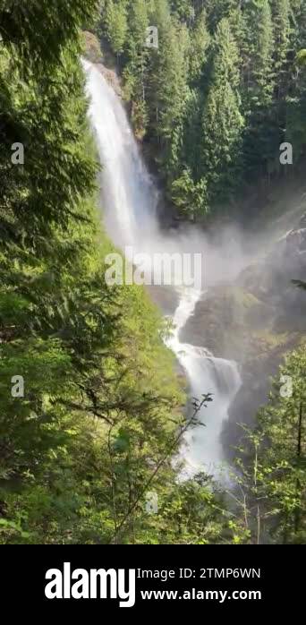 4K video of the upper Wallace water falls in Washington state park ...